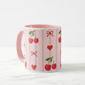 Tasse avec des rubans rouges et des cerises (Devant gauche)