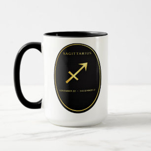 Tasse avec emblème ovale doré du zodiaque Sagittai
