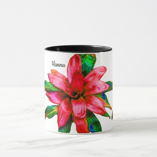 Tasse avec fleur de Bromélia rouge (Centre)