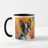 Tasse avec fond abstrait et portrait de Terrier de (Gauche)