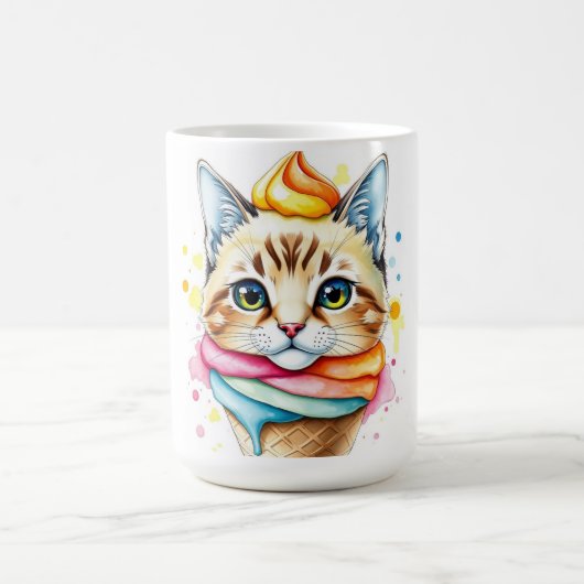 Tasse avec glace et chat (Centre)