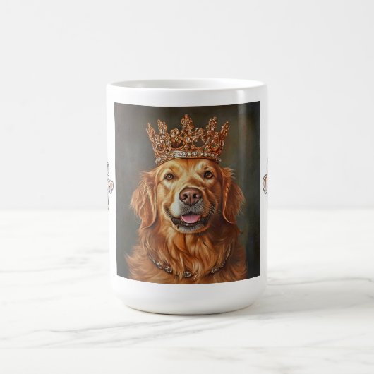 Tasse avec Golden Retriever portant une couronne (Centre)