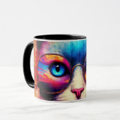 Tasse avec illustration de chat coloré funky (Devant gauche)