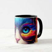 Tasse avec illustration de chat coloré funky (Devant droit)