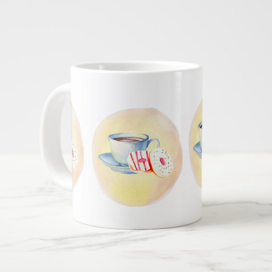 Tasse avec image de café et beignets (Devant gauche)