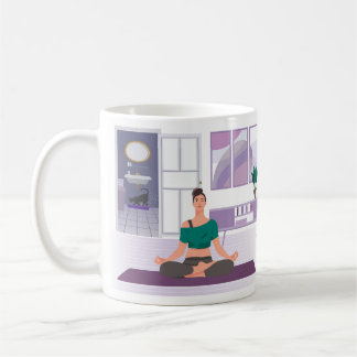 Tasse avec image de femme faisant du yoga à la mai