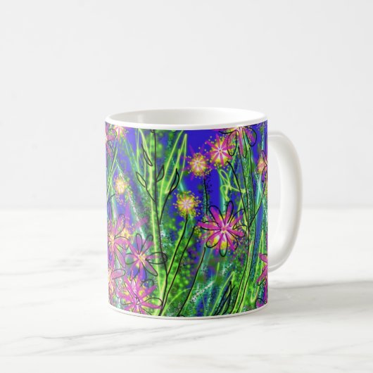 Tasse avec la conception abstraite avec les fleurs (Devant droit)