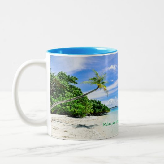 Tasse avec la copie intérieure et tropicale bleue (Gauche)
