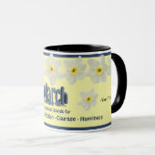 Tasse avec la fleur de mois de naissance de mars (Devant droit)