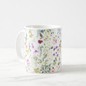 Tasse avec la fleur et les plantes peintes à la (Devant gauche)