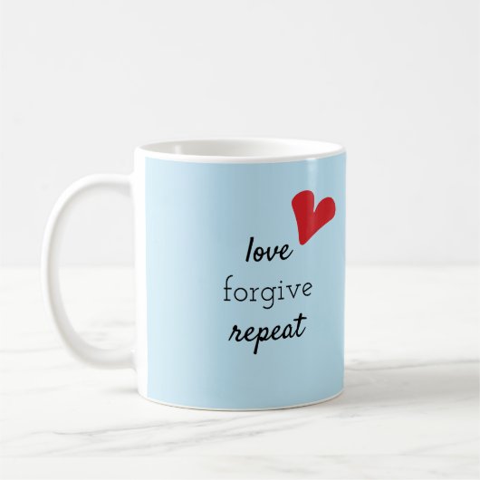 tasse avec le message inspiré et le coeur (Gauche)