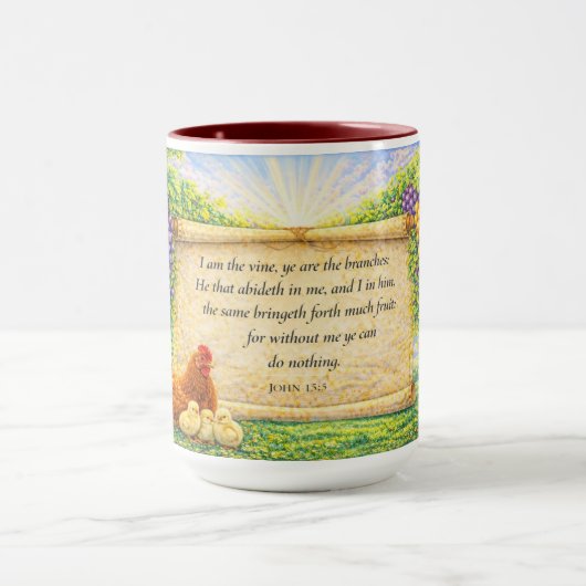 Tasse avec le verset Jean 15:5 (Centre)