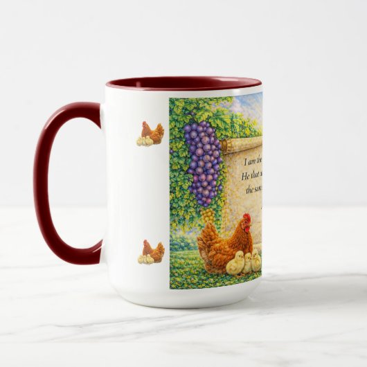 Tasse avec le verset Jean 15:5 (Gauche)