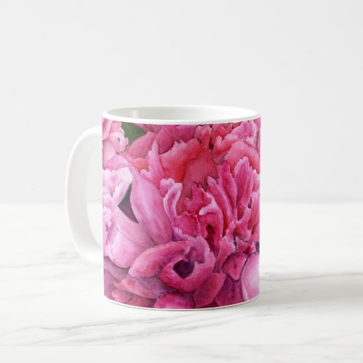 Tasse avec les pivoines mélangées autour (Devant gauche)