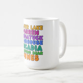 Tasse avec lettres bulles arc-en-ciel des dunes de (Devant droit)