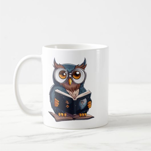 tasse avec livre lecture conception de chouette (Gauche)