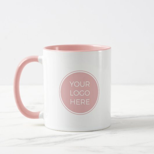 Tasse avec logo de marque rose tendre (Gauche)