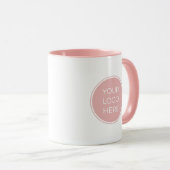 Tasse avec logo de marque rose tendre (Devant droit)