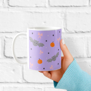 Tasse avec motif de chauve-souris Halloween violet