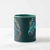 Tasse avec motif de cheval, œuvre d'art rustique d (Centre)