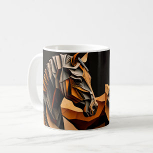 Tasse avec motif de cheval, œuvre d'art rustique d