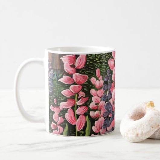 Tasse avec œuvre d'art originale de fleurs sauvage (Avec donut)