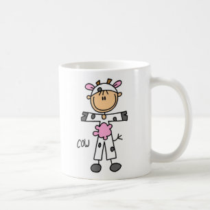Tasse avec personnage en bâton en costume de vache