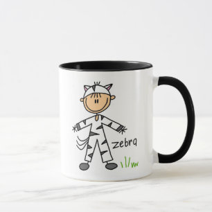 Tasse avec personnage en bâton en costume de zèbre