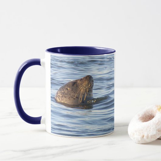 Tasse avec photo de phoque (Avec donut)