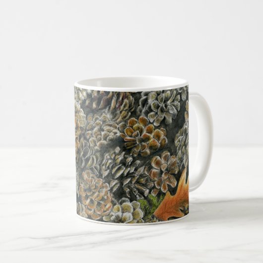 Tasse avec Pinecones tombé autour (Devant droit)