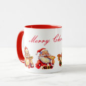 Tasse avec Santa mangeant une pizza (Devant gauche)