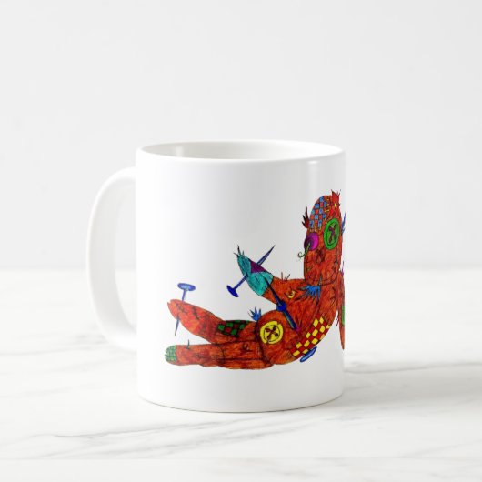 Tasse avec tatouage flash de poupée vaudou patchwo (Devant gauche)