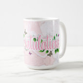 Tasse avec texte Félicitations Fleurs Roses (Devant droit)