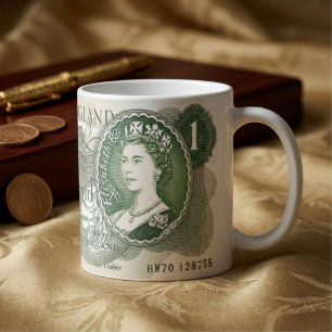 Tasse avec un billet de banque britannique – Bille