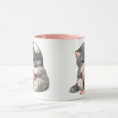 Tasse avec un mignon chaton et du fil rose (Centre)