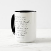 Tasse avec verset biblique d'espérance Isaïe 40:31 (Devant gauche)