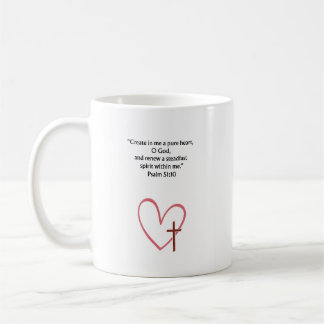 Tasse avec verset biblique Psaume 51:10 | Cadeau d
