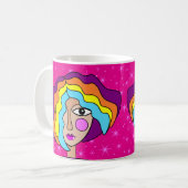 Tasse avec visage d'art abstrait stylisé (Devant gauche)
