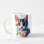 Tasse avec visage de chat mignon couleur vive - Ca (Gauche)