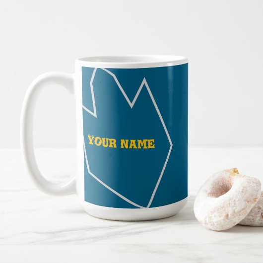 Tasse avec votre nom et la couleur est aqua (Avec donut)