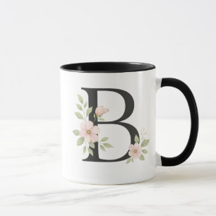 Tasse B Monogramme Floral – Élégante Lettre B avec