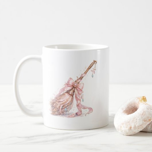 Tasse Balai de Sorcière Enchantée Rose (Avec donut)