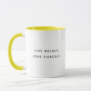 Tasse bicolore à typographie amusante « Vivez avec