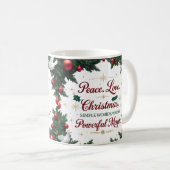 Tasse bicolore Peace Love Noël (Devant droit)