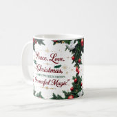 Tasse bicolore Peace Love Noël (Devant gauche)