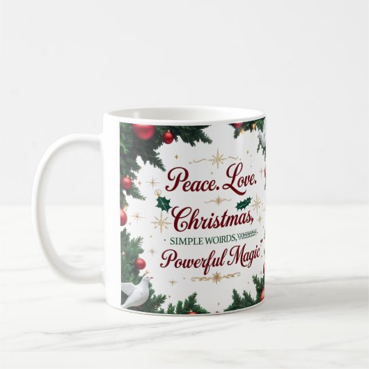 Tasse bicolore Peace Love Noël (Gauche)