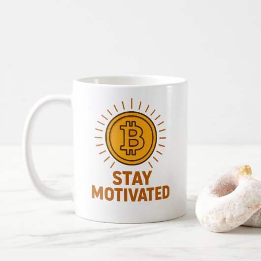 Tasse Bitcoin « Restez Motivé » (Avec donut)