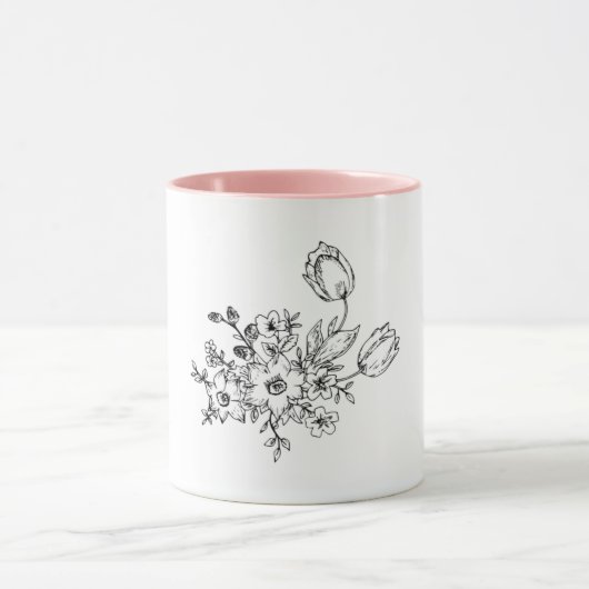 Tasse blanche avec design fait main (Centre)