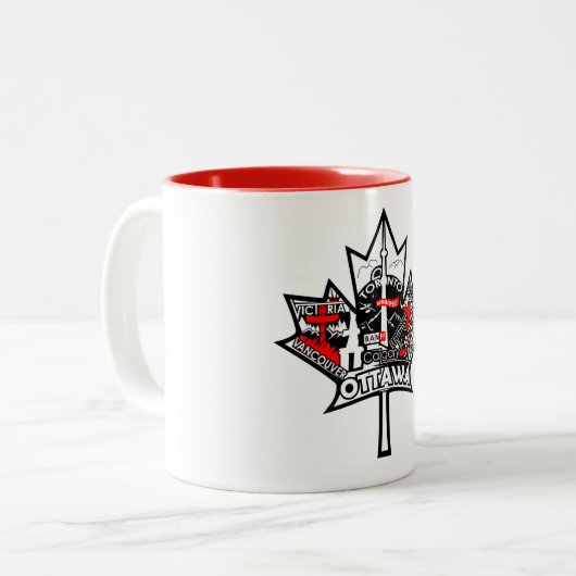 Tasse blanche avec la feuille d'érable de la (Devant gauche)