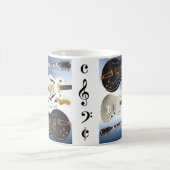 Tasse blanche avec le beau décor de guitares (Centre)